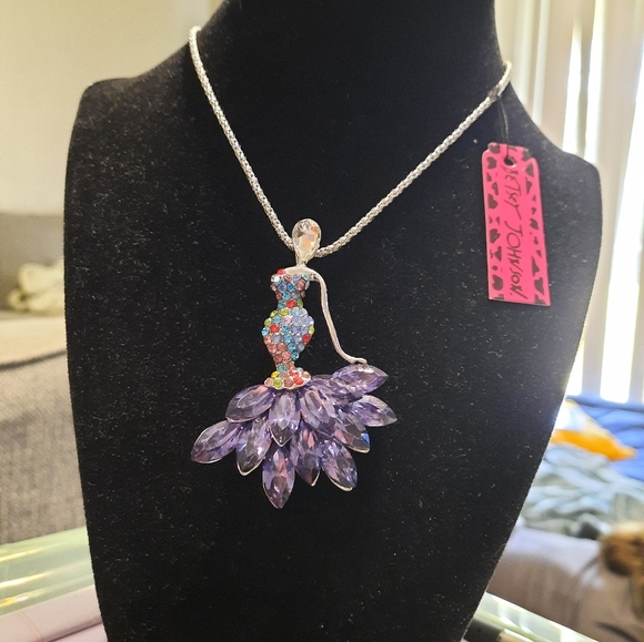 NWT Betsey Johnson Multicolor Crystal Dancer Necklace/Brooch - Picture 1 of 8